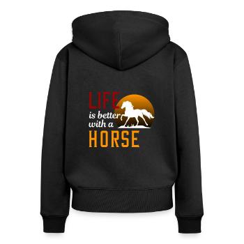 Life is better with a horse - Women's Premium Organic Zip Hoodie - black - Back - Julia (174cm)
