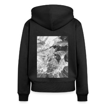 Forêt de plantes naturelles de lierre - Sweat à capuche zippé Premium bio Femme - noir - Dos - Julia (174cm)