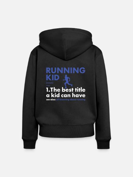 Sport Kid Running - Frauen Premium Bio Zip Hoodie - Schwarz
