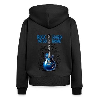 E-Gitarre - Rock hard or go home - Frauen Premium Bio Zip Hoodie - Schwarz - Hinten - Julia (174cm)
