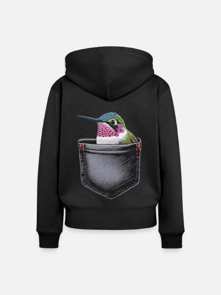 Kolibri - Frauen Premium Bio Zip Hoodie - Schwarz