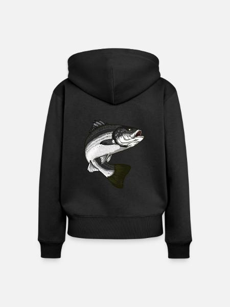 Gestreifter Barsch Angeln - Frauen Premium Bio Zip Hoodie - Schwarz