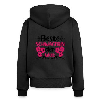 Geschenk für Schwägerin Beste Schwägerin der Welt - Frauen Premium Bio Zip Hoodie - Schwarz - Hinten - Julia (174cm)