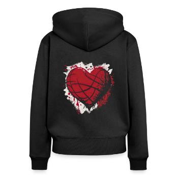 Volleyball Beachvolleyball Herz - Frauen Premium Bio Zip Hoodie - Schwarz - Hinten - Julia (174cm)