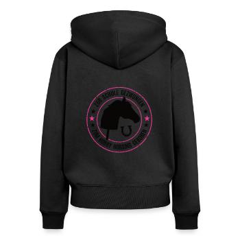 Hobby Horsing Steckenpferde Dressur Reiten Horses - Frauen Premium Bio Zip Hoodie - Schwarz - Hinten - Julia (174cm)