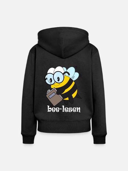 bee lesen - Frauen Premium Bio Zip Hoodie - Schwarz