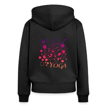 Yoga - Frauen Premium Bio Zip Hoodie - Schwarz - Hinten - Julia (174cm)