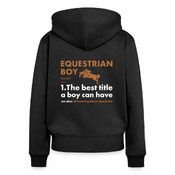 Sport Boy Definition Equestrian - Frauen Premium Bio Zip Hoodie - Schwarz - Hinten - Julia (174cm)