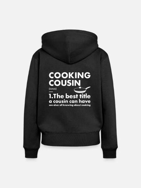 Cook Cousin Definition Cooking - Frauen Premium Bio Zip Hoodie - Schwarz