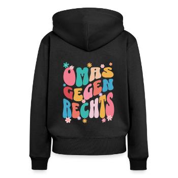Les mamies contre la droite - Sweat à capuche zippé Premium bio Femme - noir - Dos - Julia (174cm)