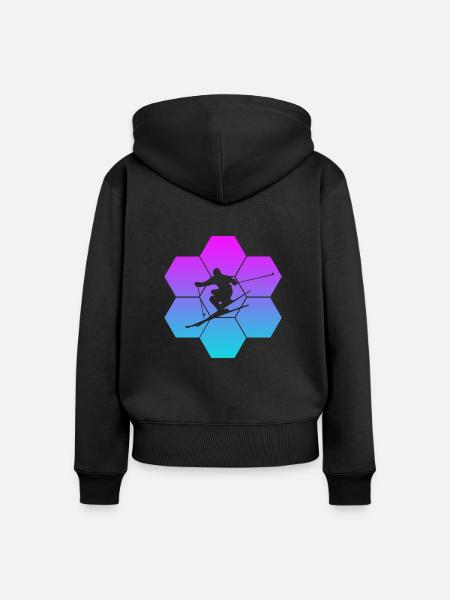 Skiing - Frauen Premium Bio Zip Hoodie - Schwarz