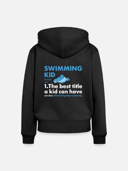Sport Kid Swimming - Frauen Premium Bio Zip Hoodie - Schwarz
