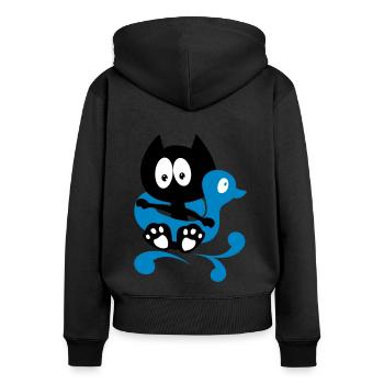 It's bath time! humor cat bathing - Women's Premium Organic Zip Hoodie - black - Back - Julia (174cm)