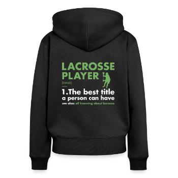 Définition du joueur de sport La crosse - Sweat à capuche zippé Premium bio Femme - noir - Dos - Julia (174cm)