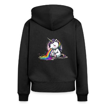 Regebogeneinhorn - Frauen Premium Bio Zip Hoodie - Schwarz - Hinten - Julia (174cm)