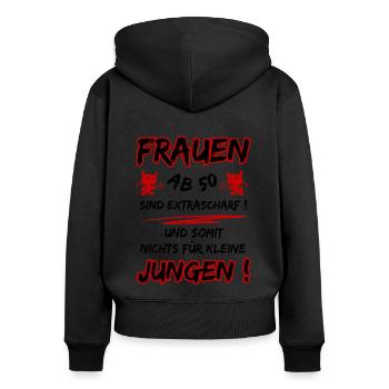 Les femmes de plus de 50 ans sont très sexy... 50e anniversaire - Sweat à capuche zippé Premium bio Femme - noir - Dos - Julia (174cm)