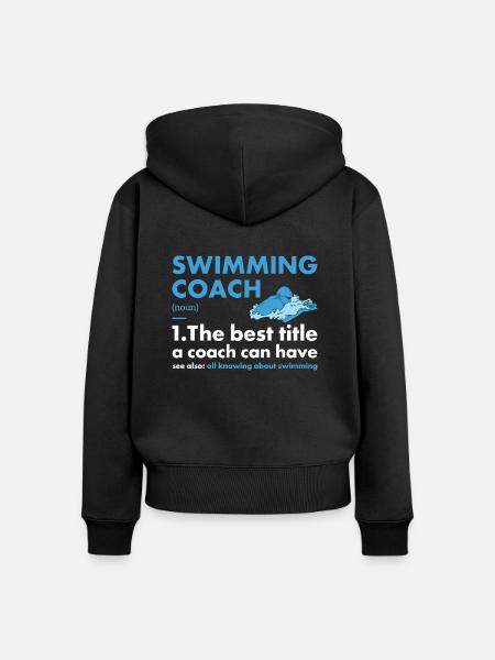 Sport Coach Swimming - Frauen Premium Bio Zip Hoodie - Schwarz