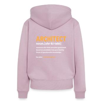 Architecte - Sweat à capuche zippé Premium bio Femme - rose poudré - Dos - Julia (174cm)