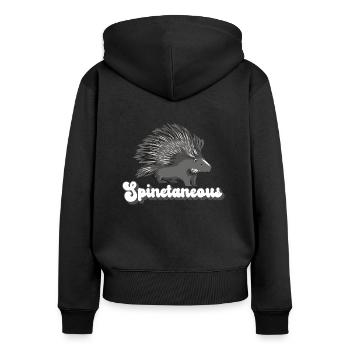 Porc-épic épicané - Sweat à capuche zippé Premium bio Femme - noir - Dos - Julia (174cm)
