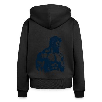 Powerful muscle figure - Women's Premium Organic Zip Hoodie - black - Back - Julia (174cm)