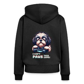 Design cool pour le Shih Tzu et les jeux vidéo - Sweat à capuche zippé Premium bio Femme - noir - Dos - Julia (174cm)