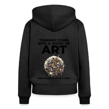 Münzsammler Sammler Numismatischer Numismatiker - Frauen Premium Bio Zip Hoodie - Schwarz - Hinten - Julia (174cm)