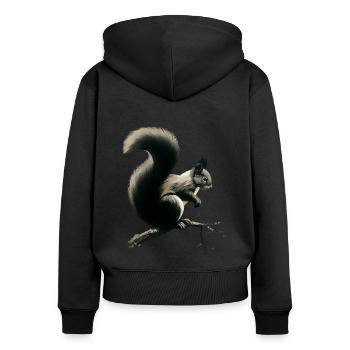 Squirrel on branch - Women's Premium Organic Zip Hoodie - black - Back - Julia (174cm)