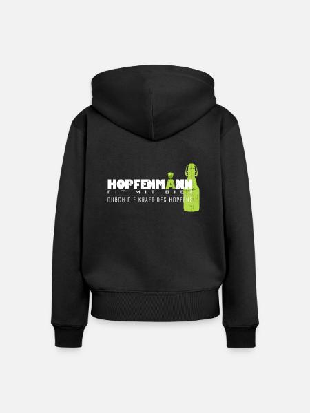 Hopfenmann Fit mit Bier - Frauen Premium Bio Zip Hoodie - Schwarz