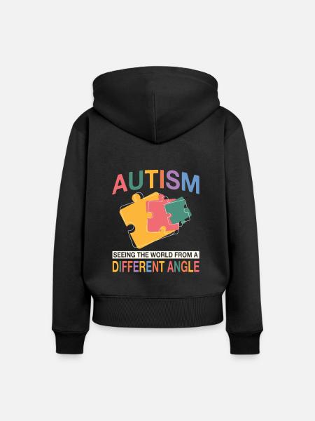 Autismus Unterstützung Design - Frauen Premium Bio Zip Hoodie - Schwarz