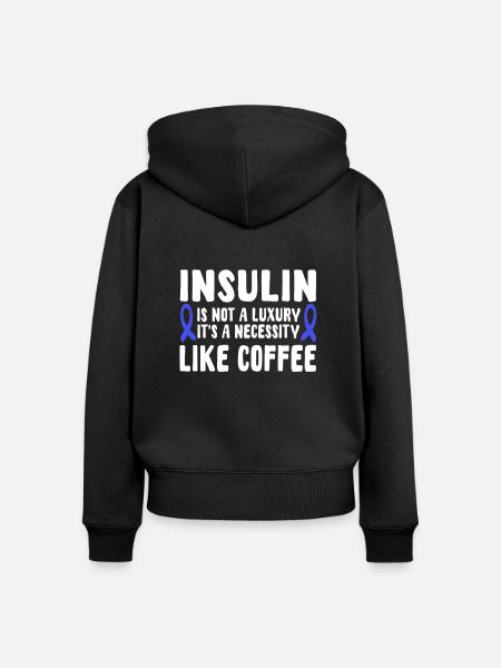 Insulin Und Kaffee - Frauen Premium Bio Zip Hoodie - Schwarz