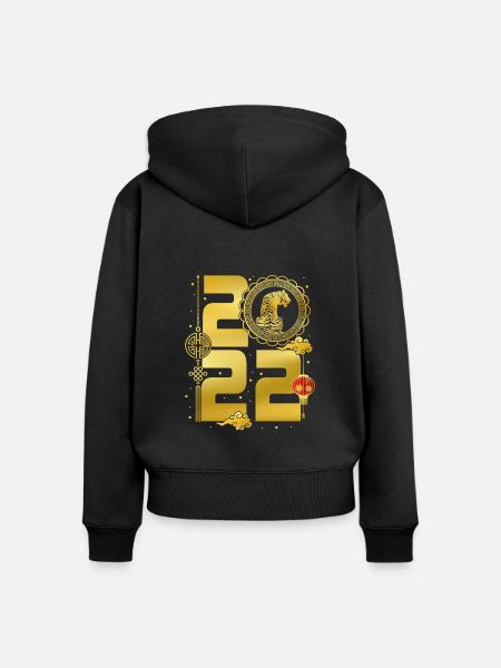 Chinesisches Neujahr 2022 - Frauen Premium Bio Zip Hoodie - Schwarz