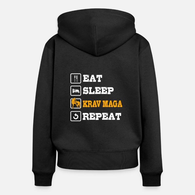 Krav Maga - Sweat à capuche zippé Premium bio Femme - noir