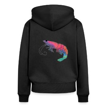 Crevette - Sweat à capuche zippé Premium bio Femme - noir - Dos - Julia (174cm)