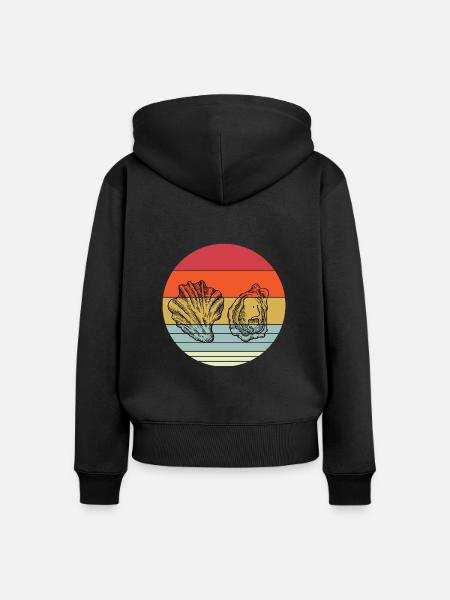 Retro Auster - Frauen Premium Bio Zip Hoodie - Schwarz