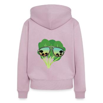 Spinat Sonnenbrille - Frauen Premium Bio Zip Hoodie - Altrosa - Hinten - Julia (174cm)