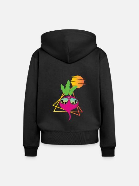Retro Radieschen - Frauen Premium Bio Zip Hoodie - Schwarz