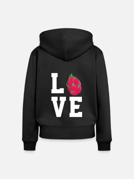 Drachenfrucht Pitaya - Frauen Premium Bio Zip Hoodie - Schwarz