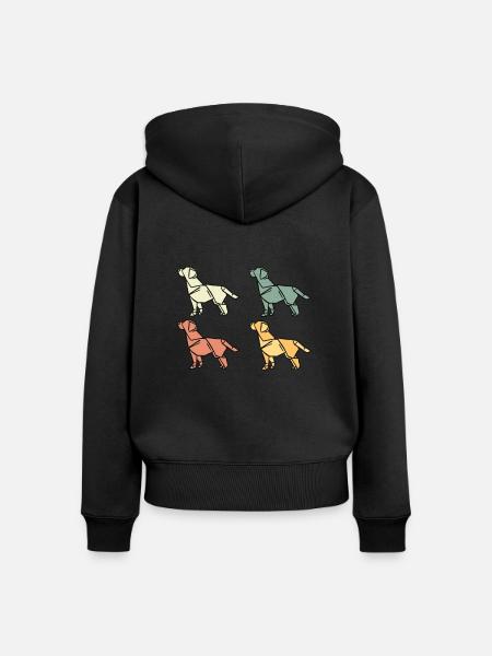 Origami Hunde - Frauen Premium Bio Zip Hoodie - Schwarz