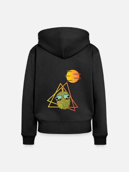 Durian 80er Jahre - Frauen Premium Bio Zip Hoodie - Schwarz