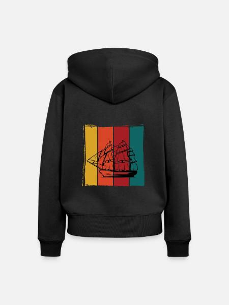 Segelschiff - Frauen Premium Bio Zip Hoodie - Schwarz