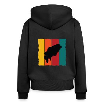 Barsch Silhouette - Frauen Premium Bio Zip Hoodie - Schwarz - Hinten - Julia (174cm)