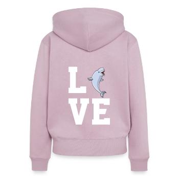 Amateurs de bélugas - Sweat à capuche zippé Premium bio Femme - rose poudré - Dos - Julia (174cm)