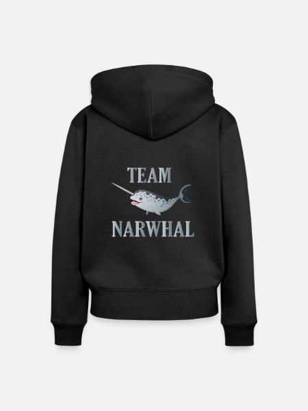 Team Narwal - Frauen Premium Bio Zip Hoodie - Schwarz