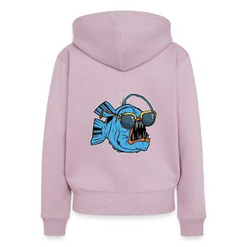 Monkfish With Sunglasses - Women's Premium Organic Zip Hoodie - dusky pink - Back - Julia (174cm)
