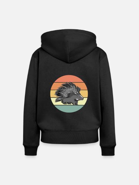 Stachelschwein - Frauen Premium Bio Zip Hoodie - Schwarz