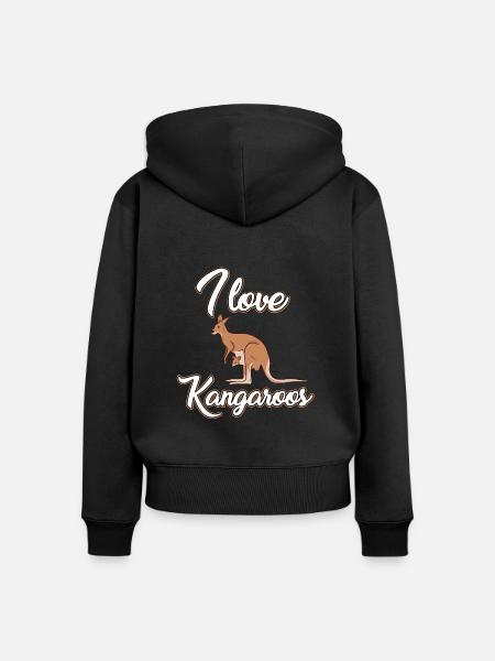 Ich Liebe Kängurus - Frauen Premium Bio Zip Hoodie - Schwarz