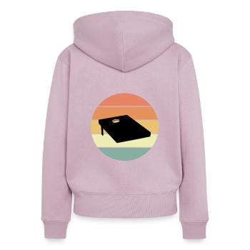 Retro Cornhole Brett Design - Frauen Premium Bio Zip Hoodie - Altrosa - Hinten - Julia (174cm)