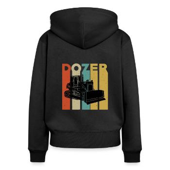 Retro Bulldozer T-Shirt - Frauen Premium Bio Zip Hoodie - Schwarz - Hinten - Julia (174cm)