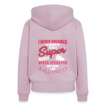 Cooles Bulldozer Fahrer Geschenk - Frauen Premium Bio Zip Hoodie - Altrosa - Hinten - Julia (174cm)