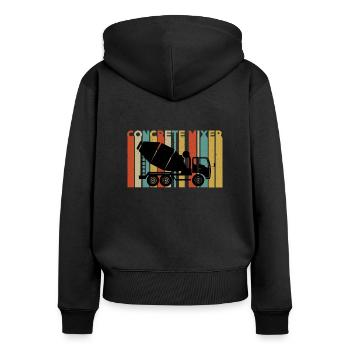 Camion rétro béton - Sweat à capuche zippé Premium bio Femme - noir - Dos - Julia (174cm)